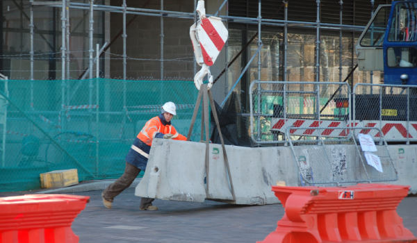 Construction work on highway infrastructure